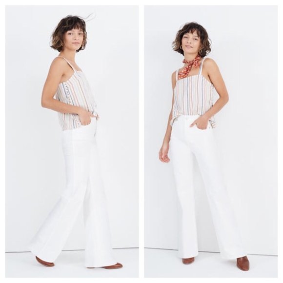 white flare jeans tall